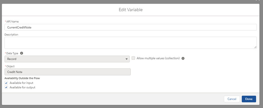 How the variable is set up in the flow