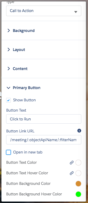 Primary Button Settings