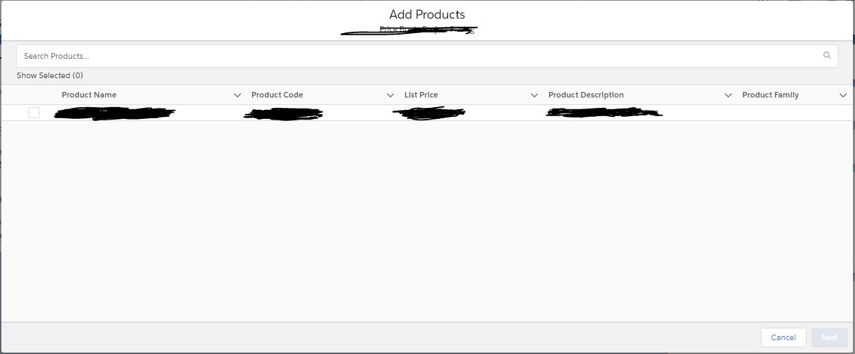 Opportunity Product Popup