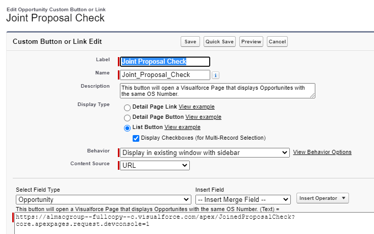 Joint Proposal Check - Custom Button