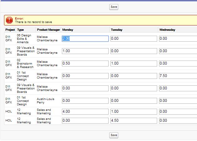 Error upon save button