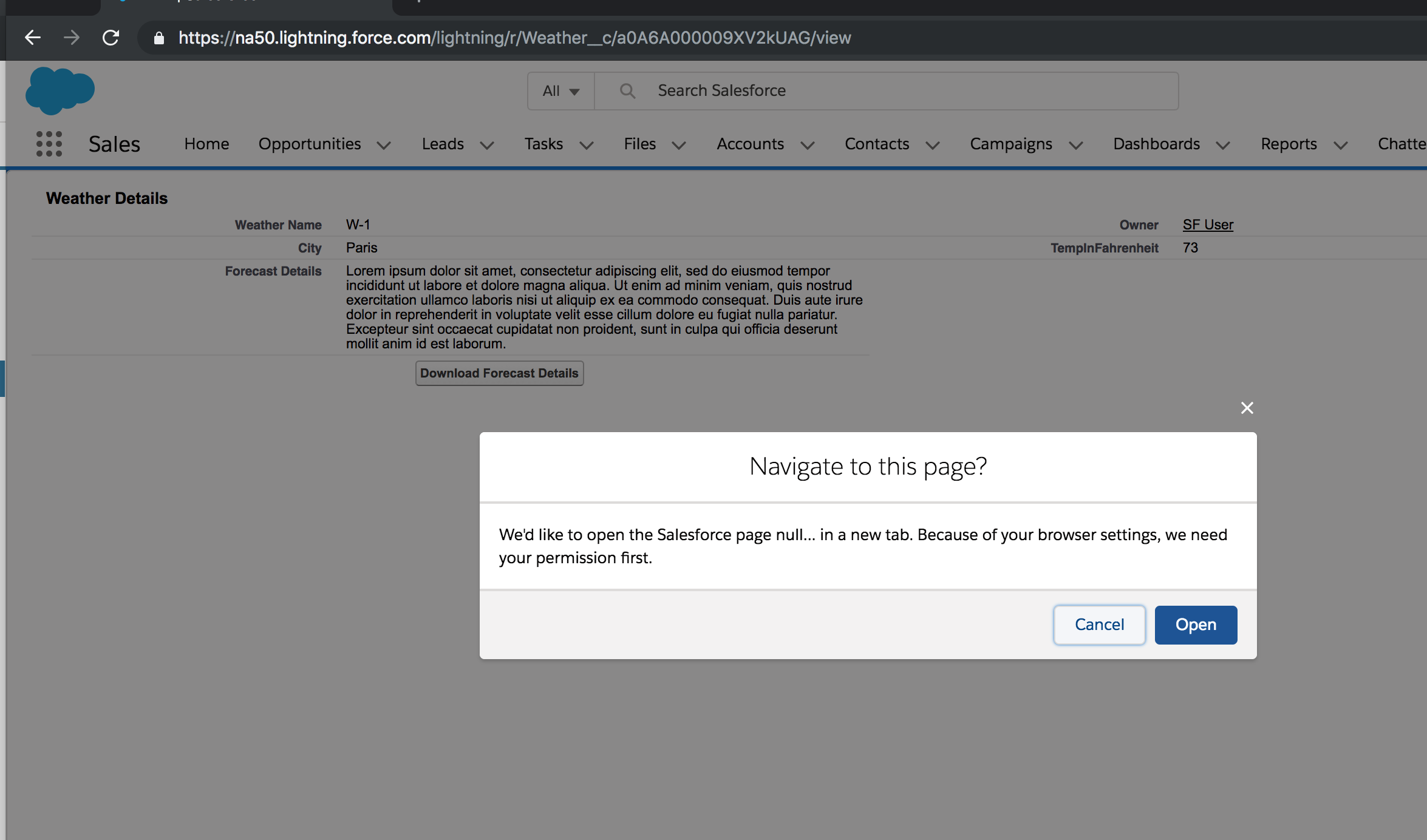 Lightning Experience error image