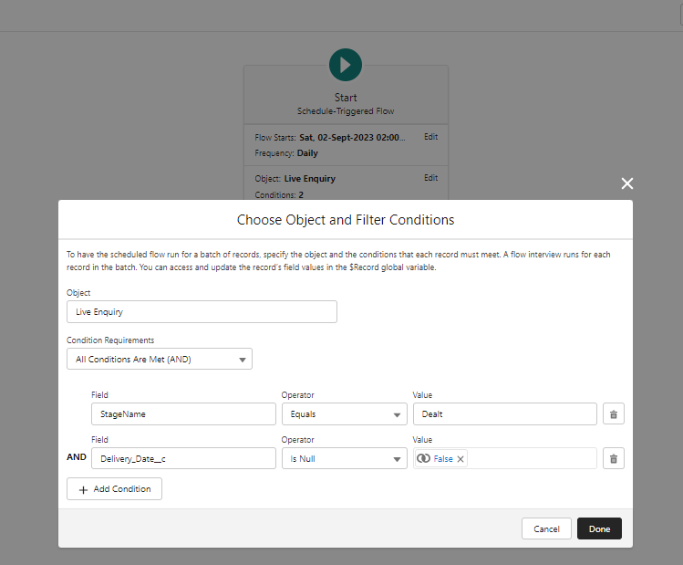 Retention Start Criteria