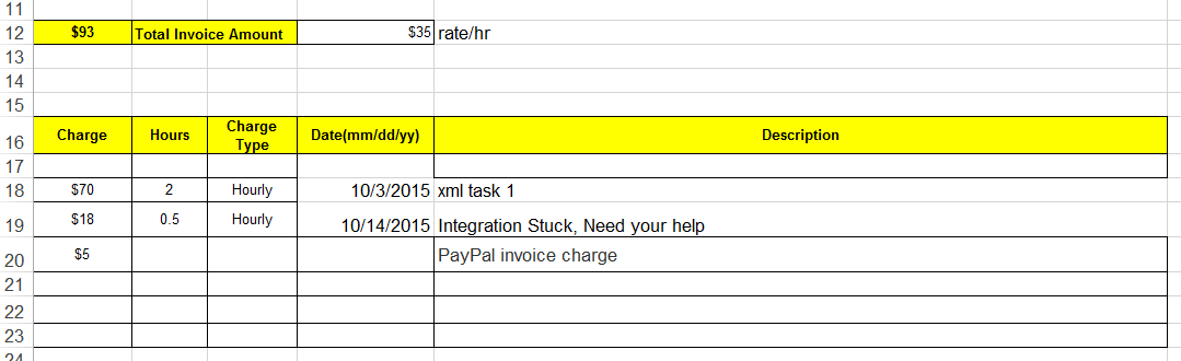 Sample Excel report