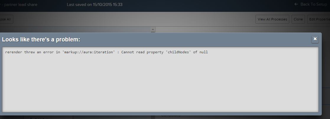 process builder aura unhandled error