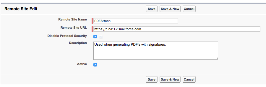 Remote site settings