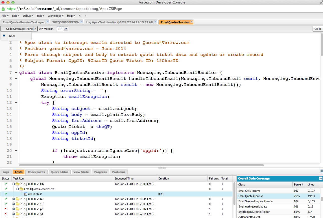 Screenshot of problem