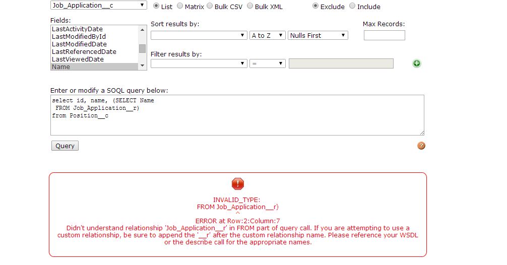 SOQL error from WOrkbench
