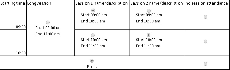 example session timetable
