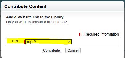 Create Content link to website - enter URL