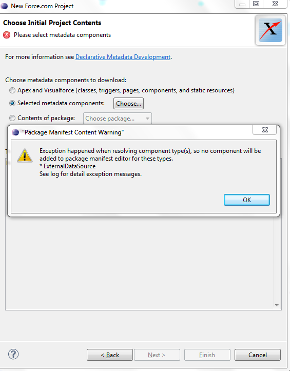 Eclipse metadata fetch error
