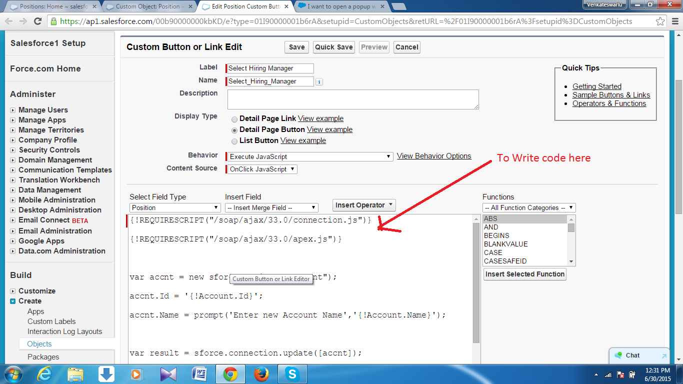 I need to write cide in above box.