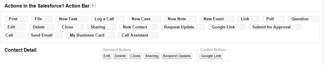 Page Layout - Salesforce1 Action Bar