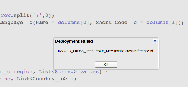 Deployment error message