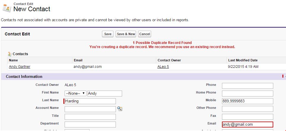 Contact Duplicate to be the landing page