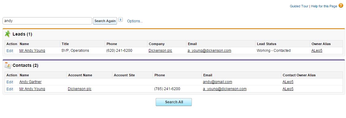 Landing on Search Page