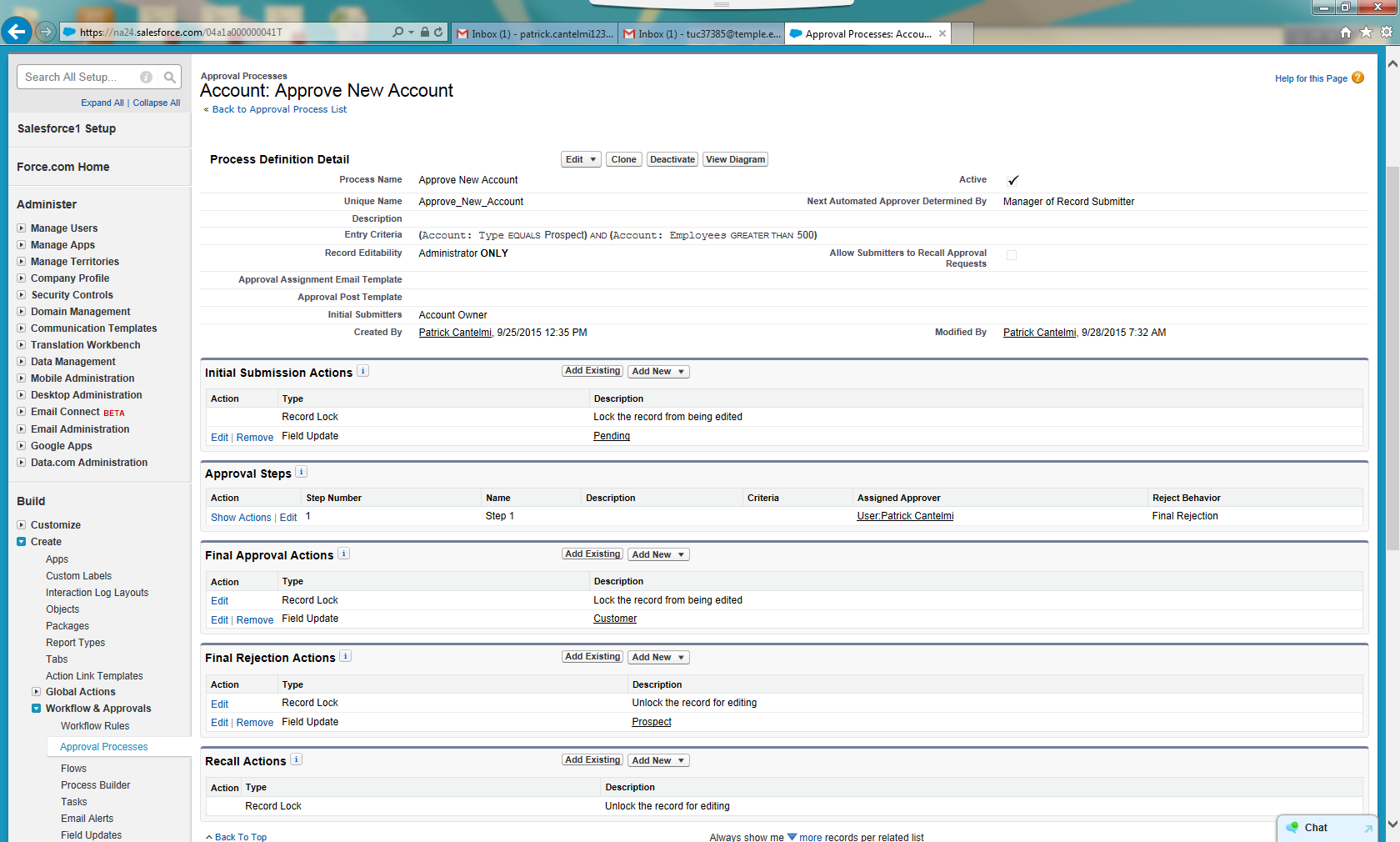 Approval Process for Account