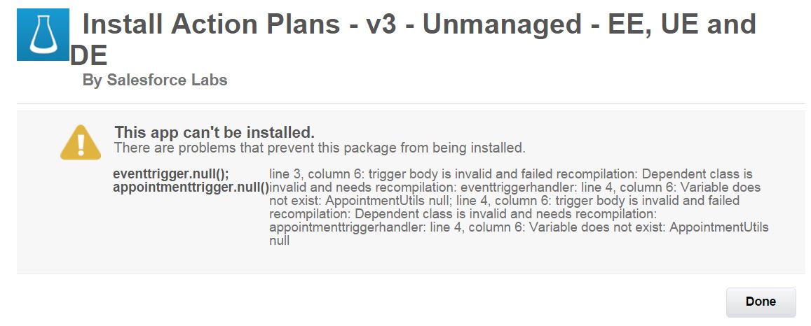 Installation Failed Error Msg