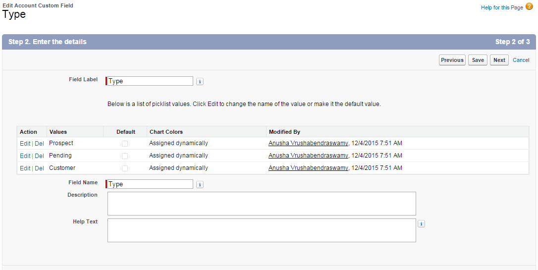 Account Object Field "Type"