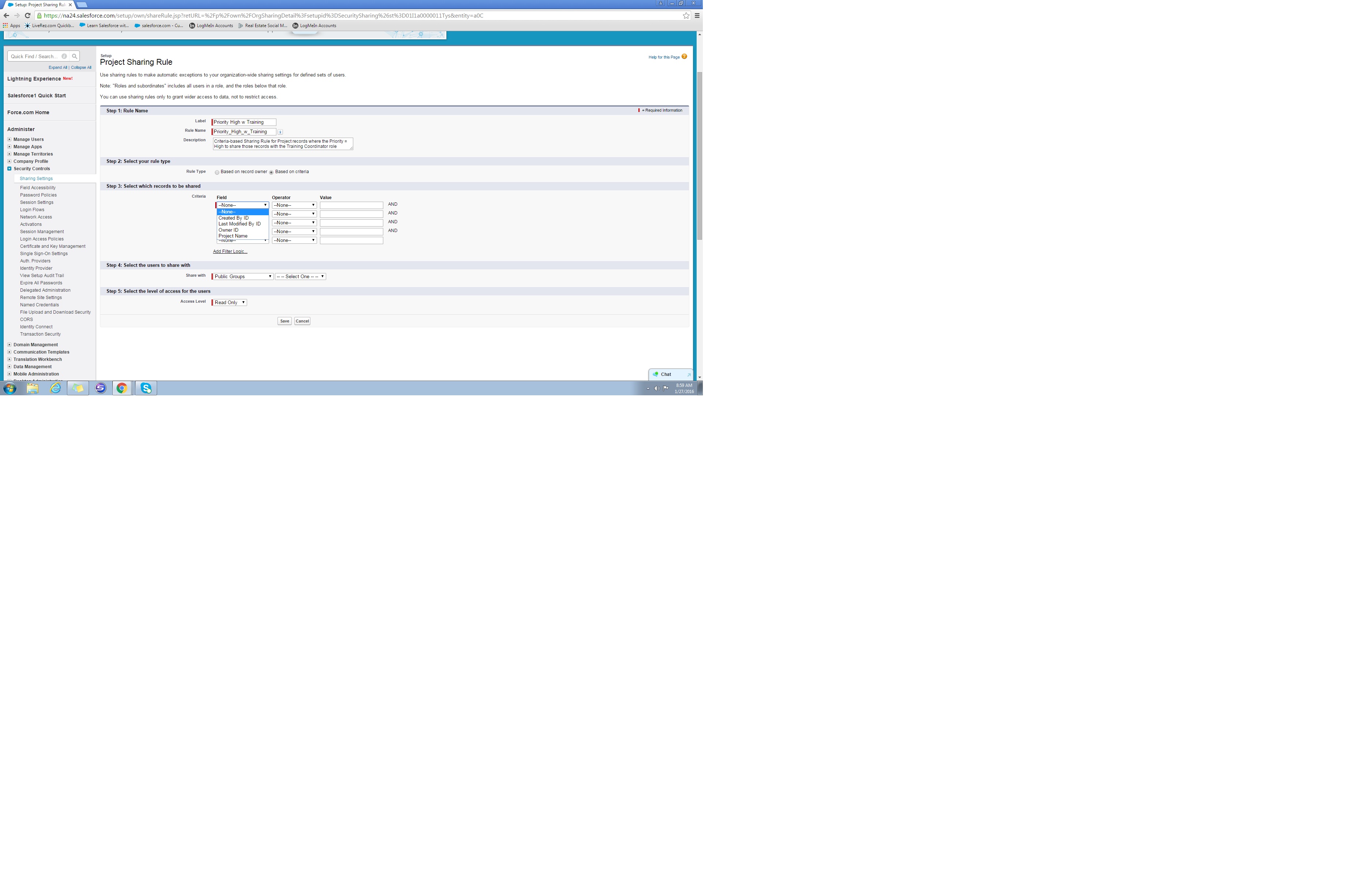 Adding Sharing Rule but cannot see custom Priority Feild