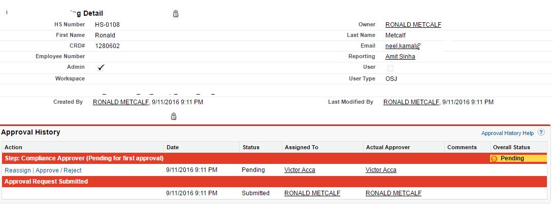 Approval process displaying on Custom object