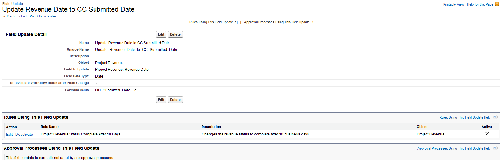 Field Update Revenue Date