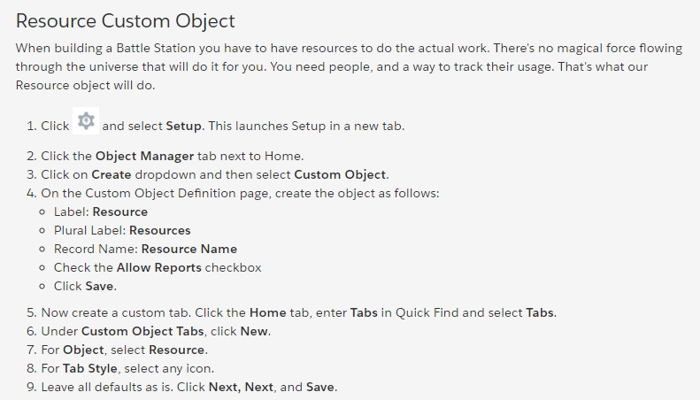 Create Resources Custom Object