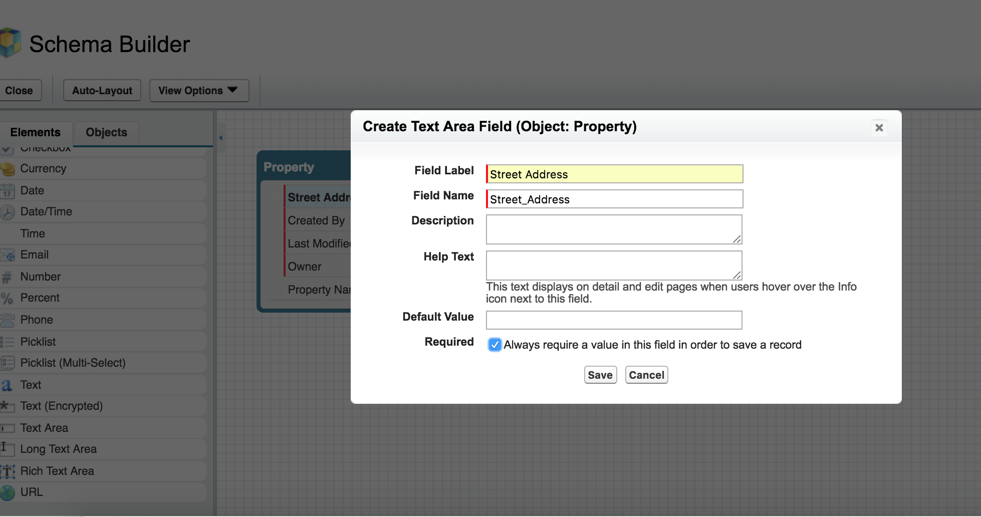 you have to drag the Text Area and add Field Label name which is Street Address :D