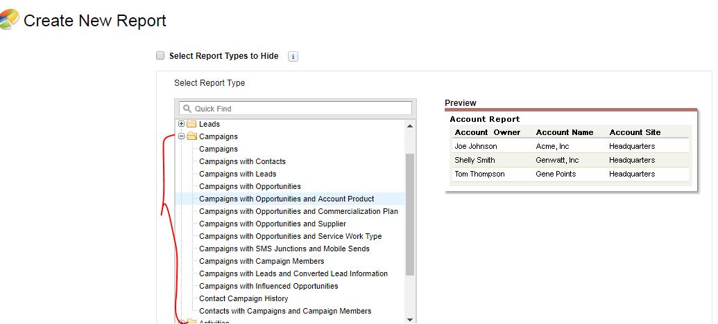 Campaign Report Types - Out of the box