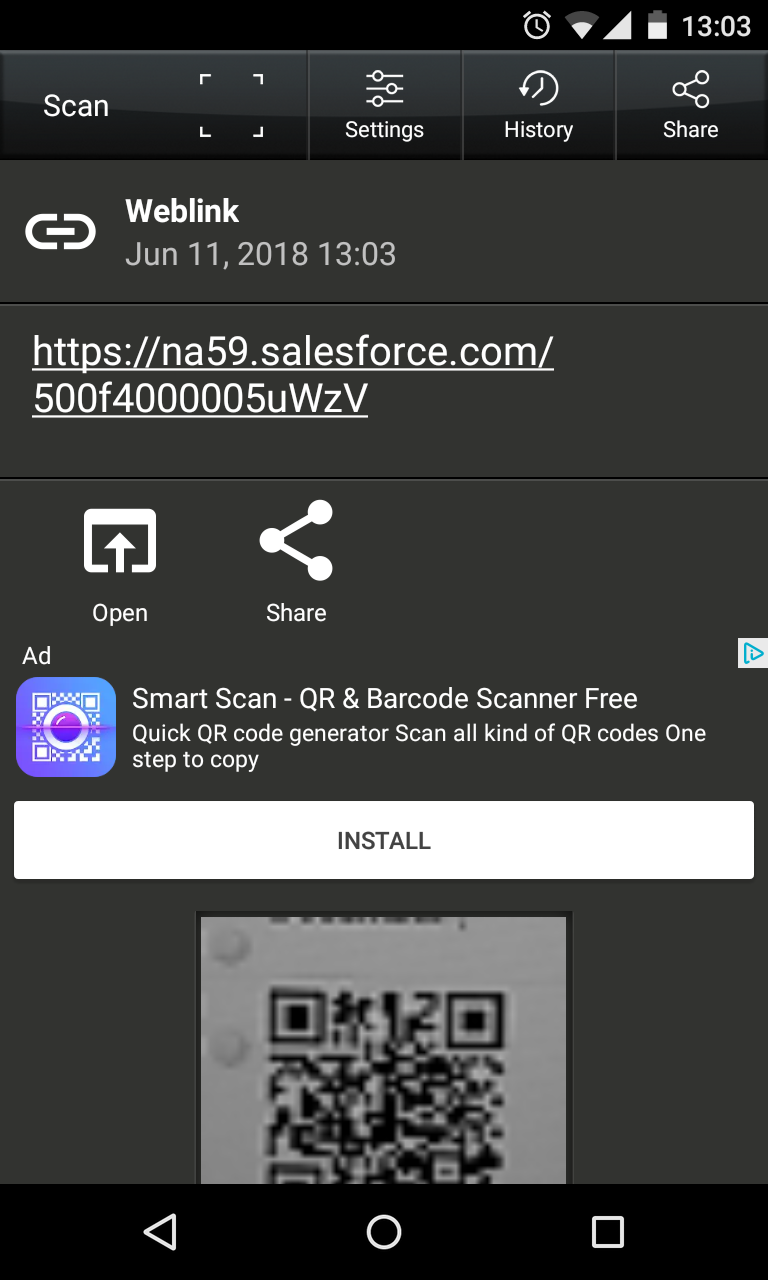 qrc code scanned by mobile device