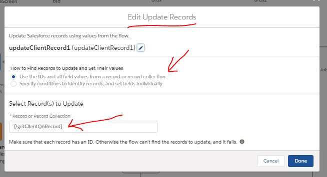 the update records step