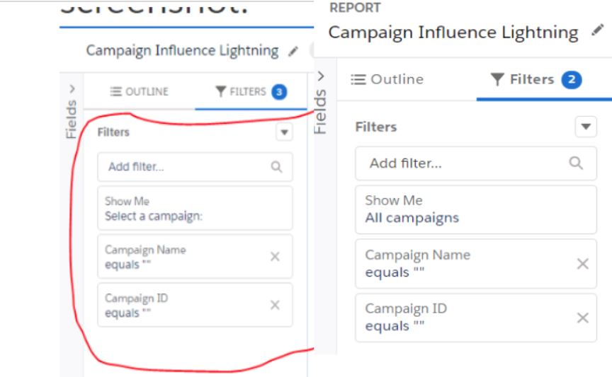 Report filter: Show me "All campaigns" vs. "Select a campaign"