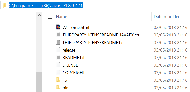 Javadir in Windows Explorer