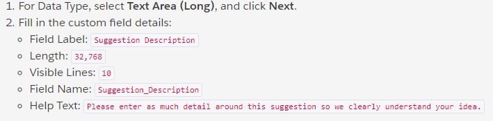 Suggestion Description