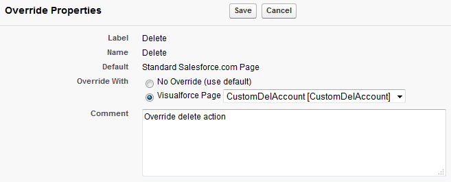 Override Delete action for Account