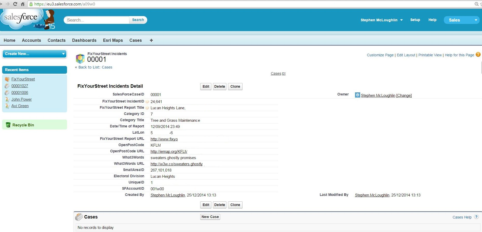 Imported incidents viewable in Salesforce using RecordID in URL
