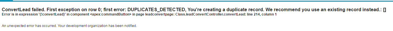 Error on lead conversion due to duplicate accounts